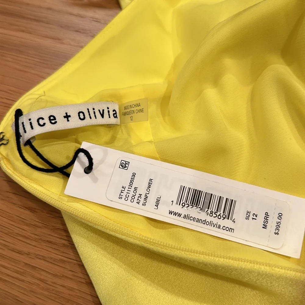 ALICE + OLIVIA DAKOTA SLIP GOWN - YELLOW SZ. 12 - Picture 5 of 5